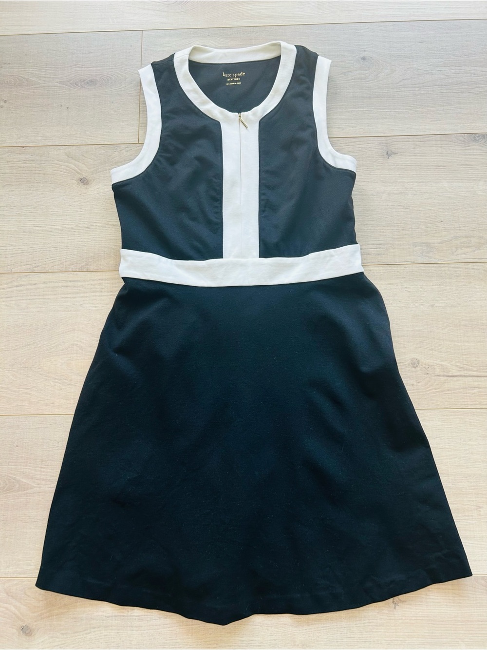 Kate Spade Black & White Colorblock Dress | Fit & Flare | Sleeveless - Picture 6 of 8